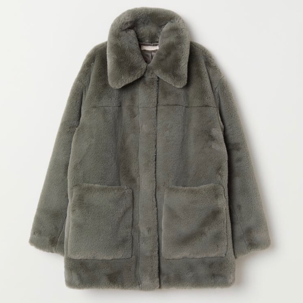 Light green faux fur H&M coat